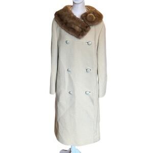 VTG Davidsons I Sairi Original Ladies wool Coat with mink Fur Collar